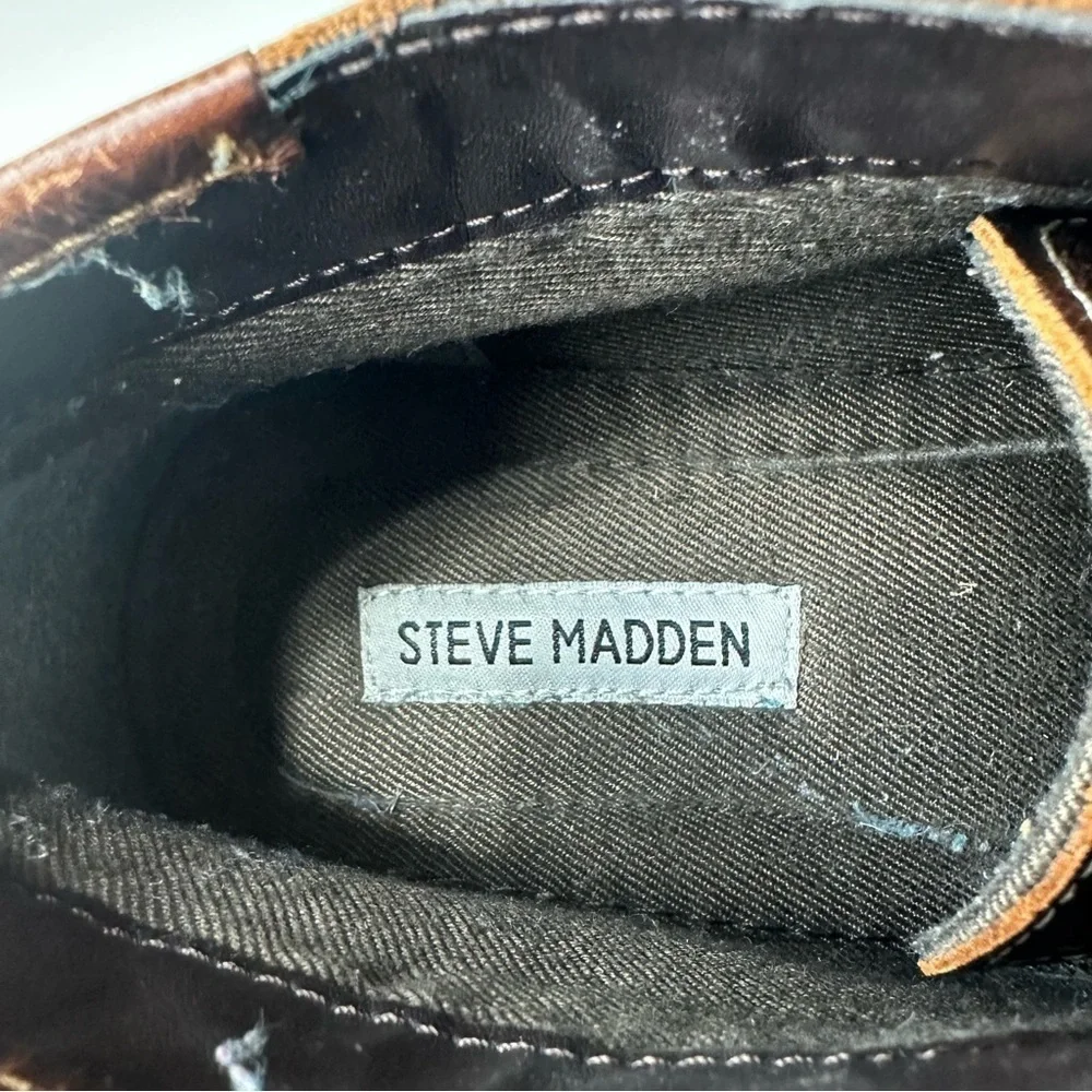 Steve Madden Men’s Brown Ivon Leather Lace Up Chukkas Chukka Boots Size 9.5